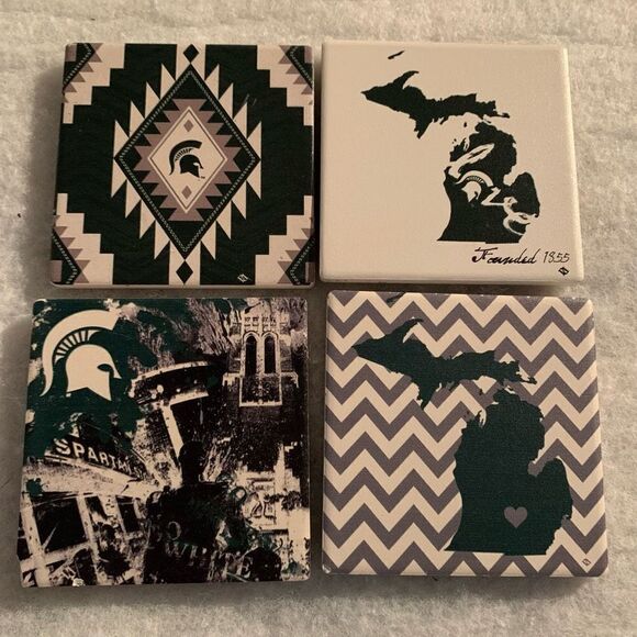 4 Michigan State Spartans Thirstystone Drink Coasters - Picture 1 of 9